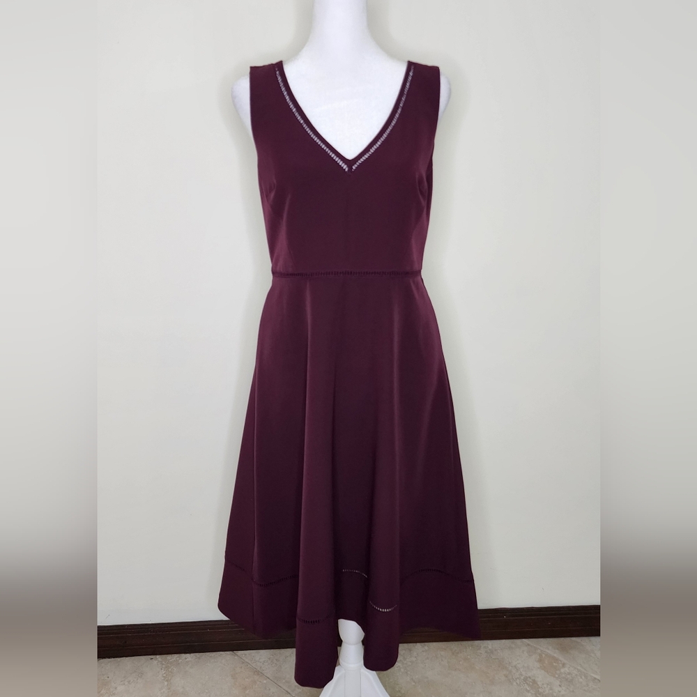 Ann Taylor Elegant Plum Purple Sleeveless Midi A-line Dress Sz4 Modern Housewife